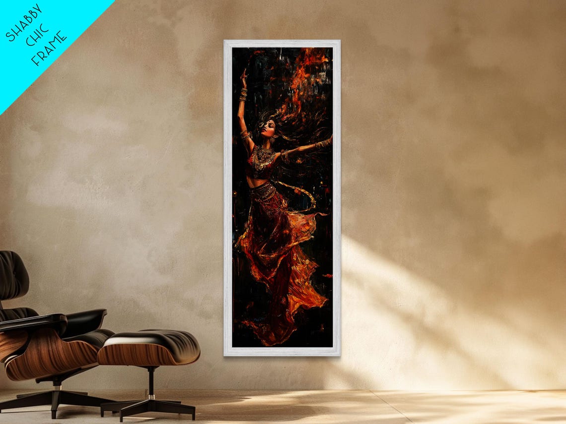 Fiery Flamenco Dancer Painting Dramatic Dark Red Woman Wall Art - Image 3