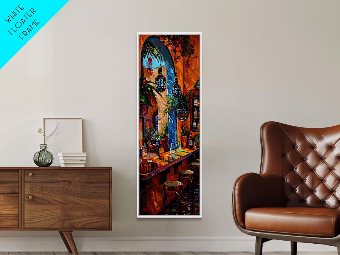 Spanish Style Bar Interior With Bottles And Lanterns Impasto Poster - Image 2
