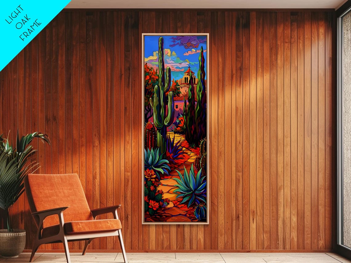 Desert Landscape With Saguaro Cactus And Mission Bell Tower Wall Art - Image 5