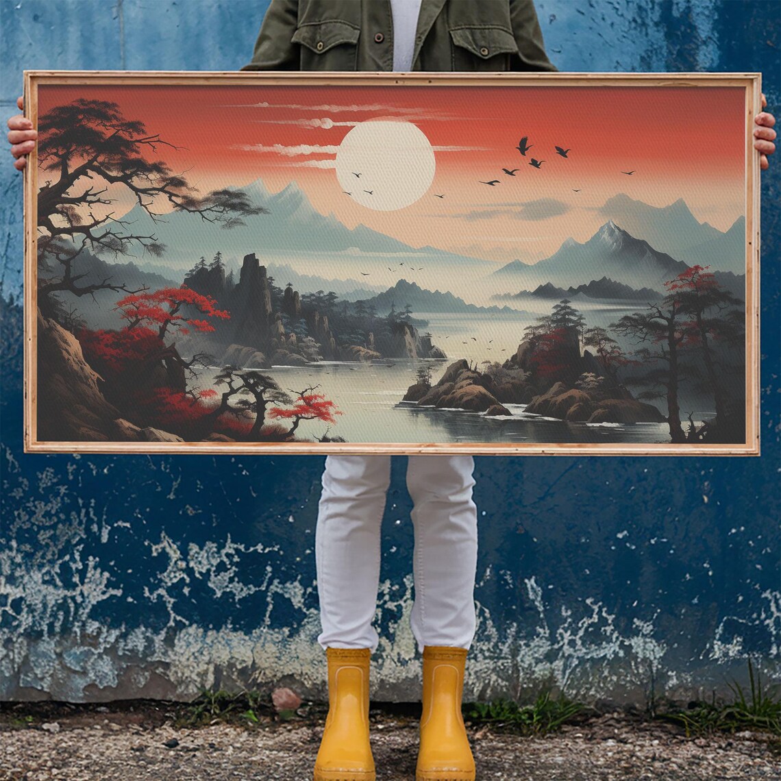 Japanese Sun Landscape Panoramic Wall Art Print - Image 6