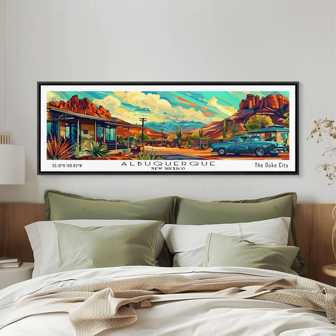 Albuquerque New Mexico Panoramic Desert Red Rocks Vintage Car Poster - Image 6