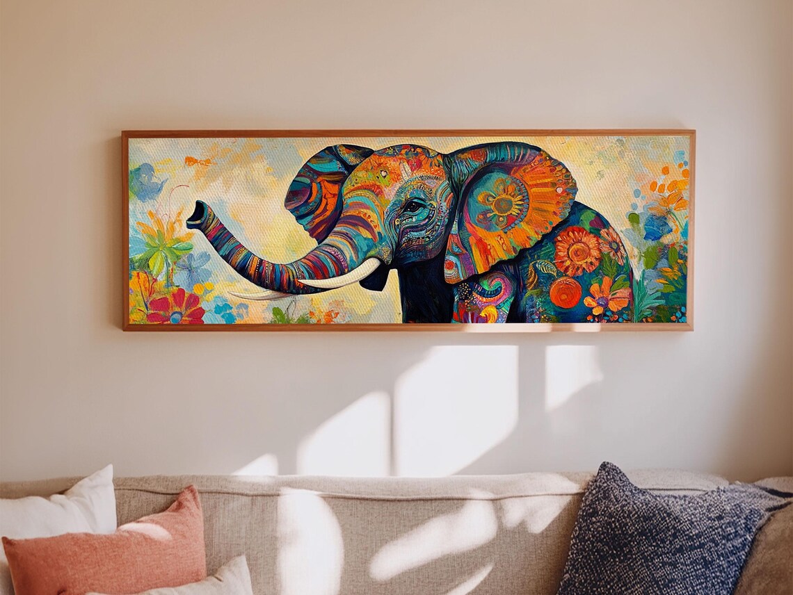 Elephant Abstract Art Print, Whimsical Farmhouse Decor - Image 3
