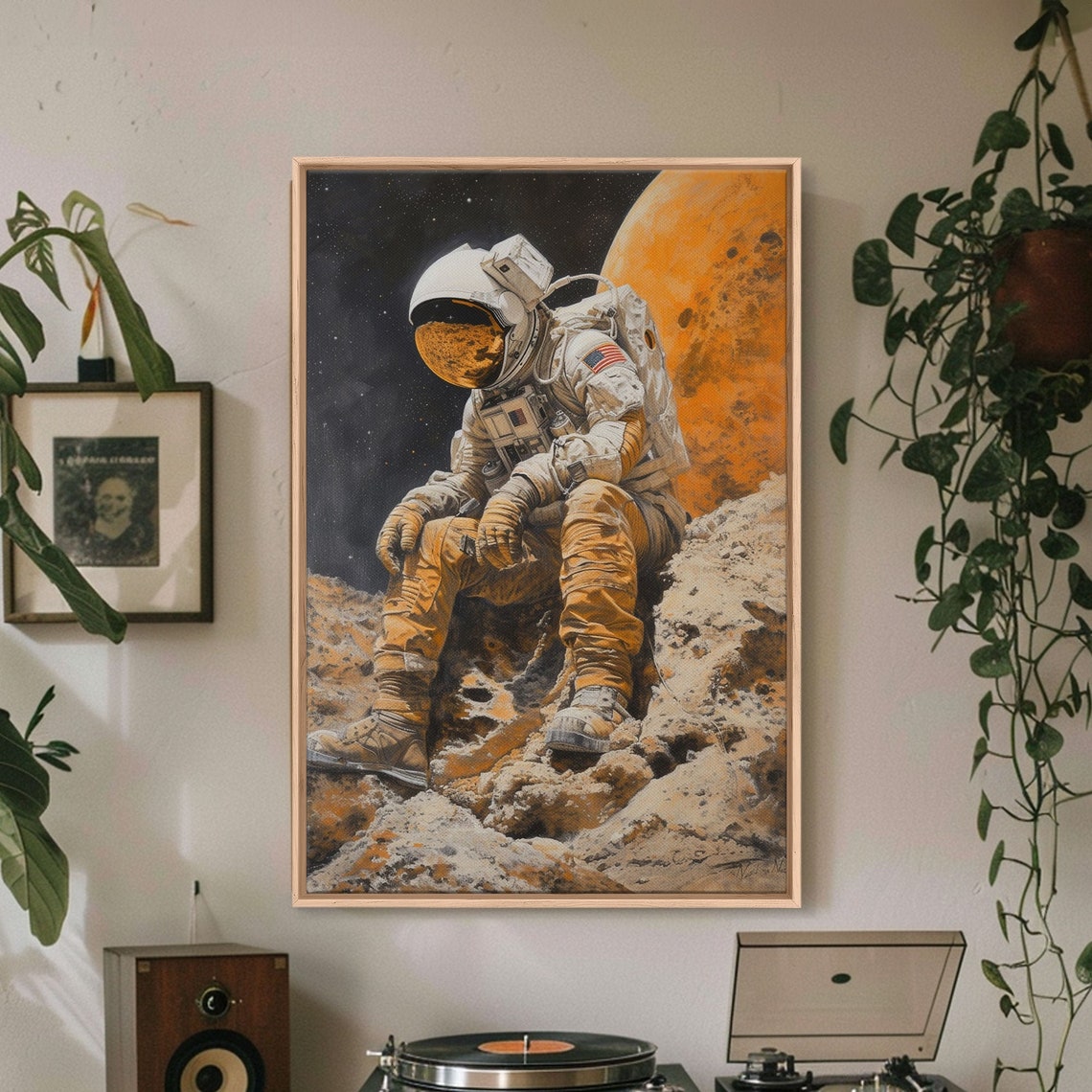 Astronaut Resting Rocky Planet Surface Space Explorer Art Print - Image 5
