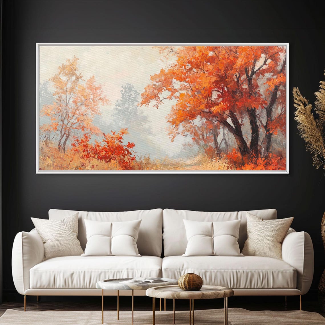 Fall In The Forest Watercolor Orange Trees Soft Autumn Woods Poster - Image 6