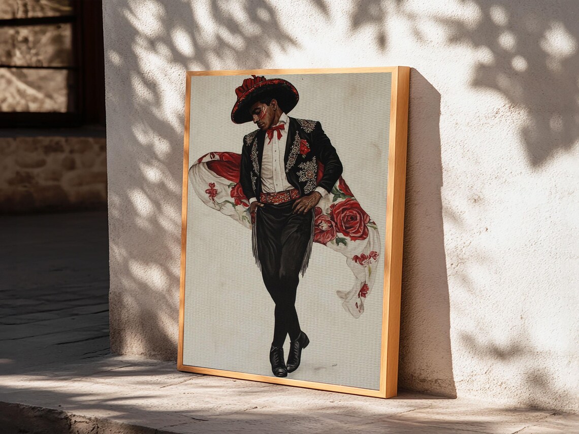 Spanish Toreador Embroidered Suit Rose Cape Elegant Cultural Art Poster - Image 3