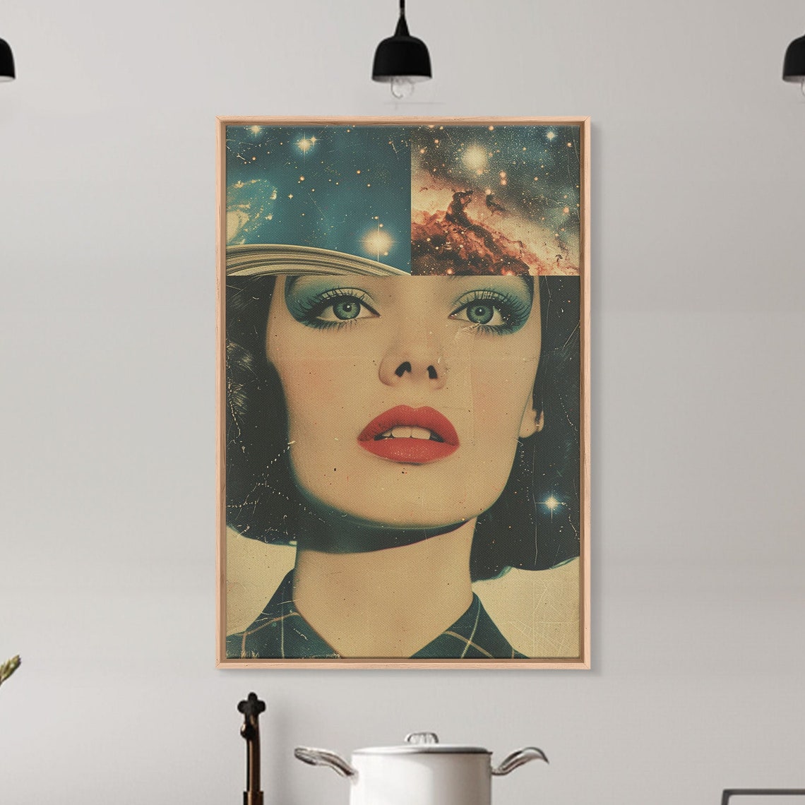 Retro Cosmic Woman Portrait Poster Vintage Outer Space Galaxy Art - Image 3
