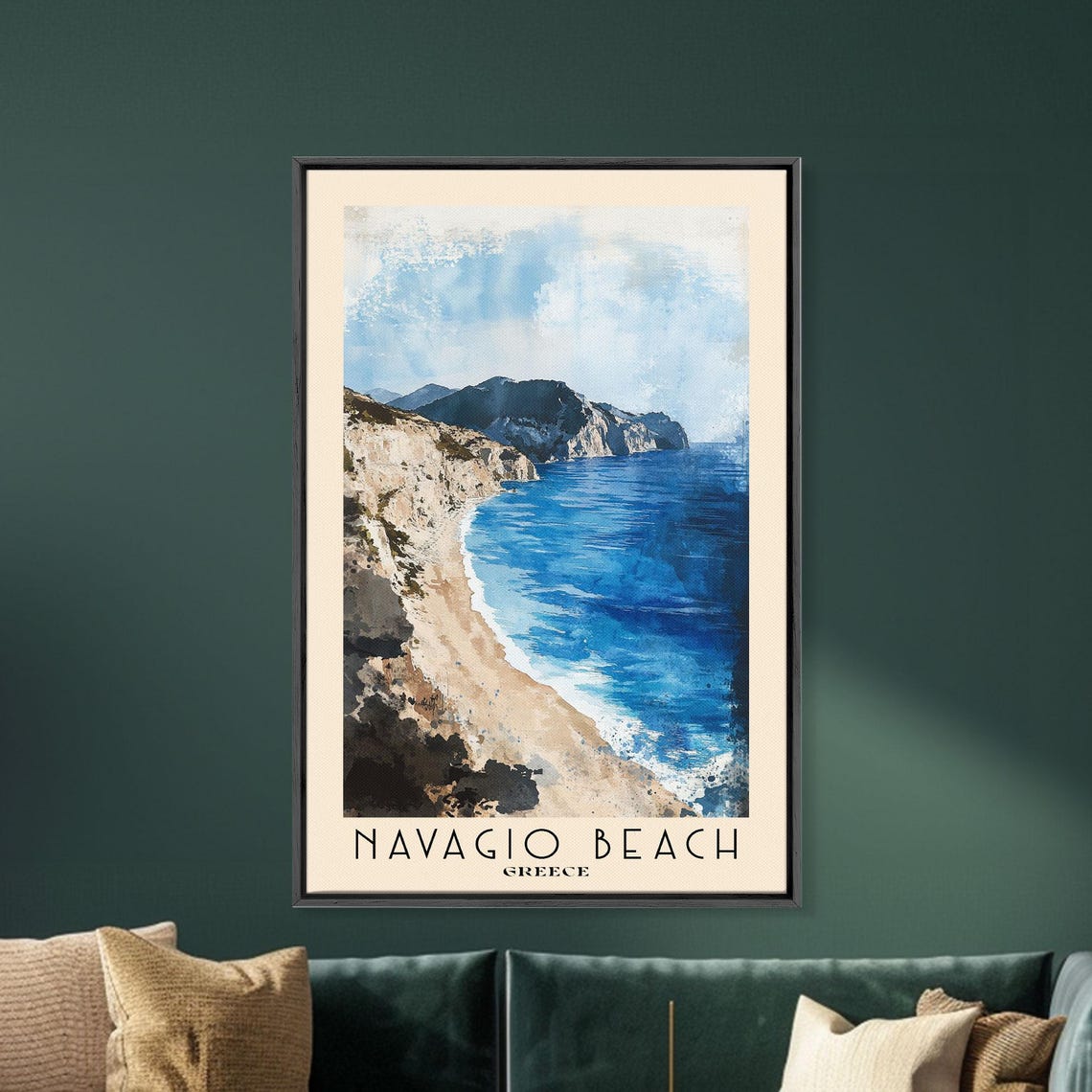 Navagio Beach Greece Cliff Top Aerial View Beach Cove Travel Poster - Image 5