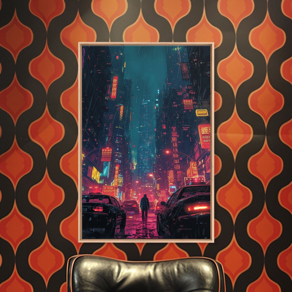 Tokyo Neon Rain Street Japanese City Night Cyberpunk Cityscape Poster - Image 5
