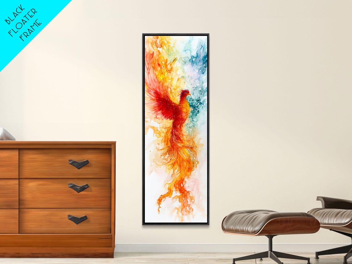 Ethereal Phoenix Rising Soft Pastel Rainbow Flames Renewal Art Poster - Image 5