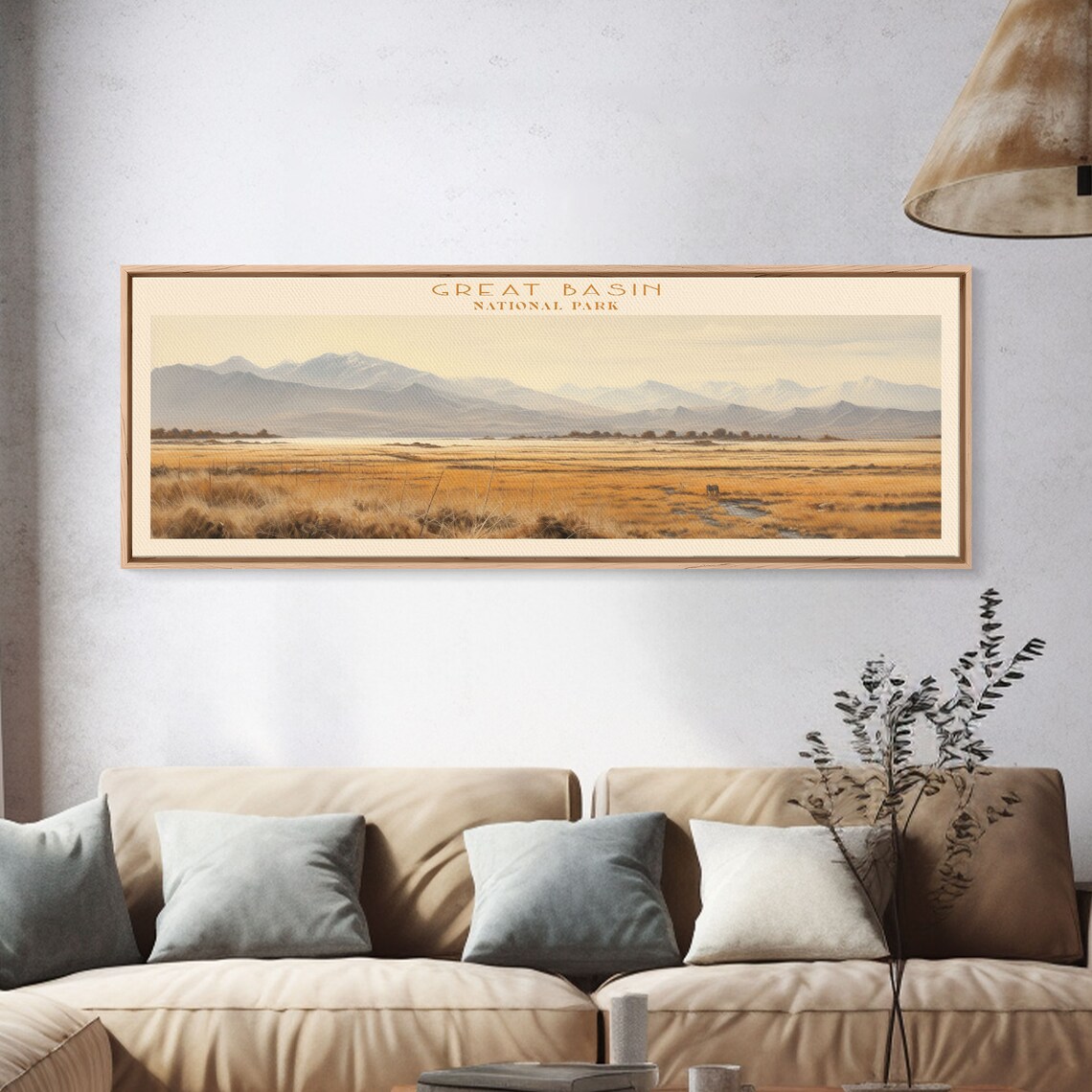 Great Basin National Park Golden Prairie Watercolor Panoramic Travel Poster - Image 3