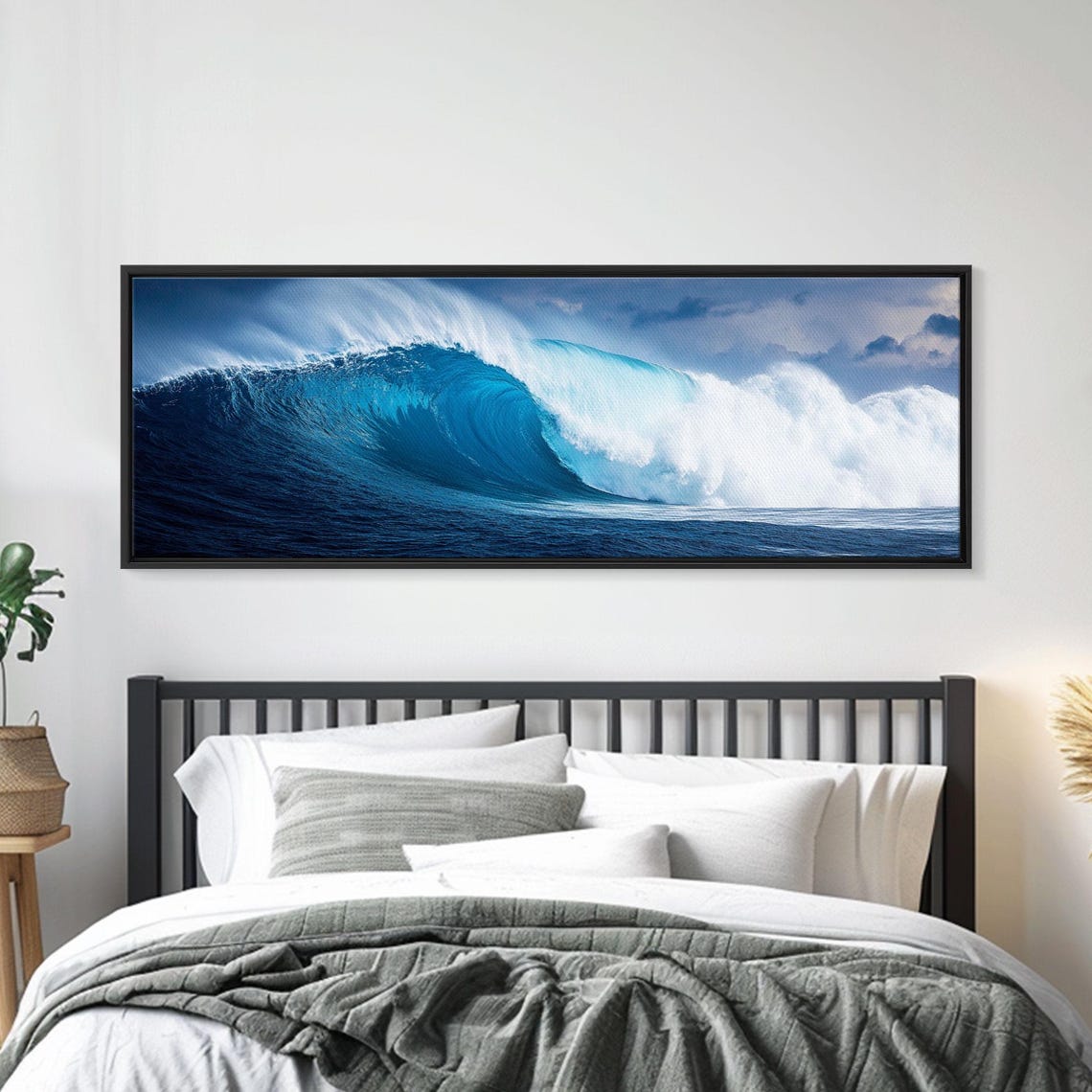 The Wave Huge 40 Foot Wave Surfer Decor Framed Print Nautical Decor Nautical Art Seascape Painting - Image 4