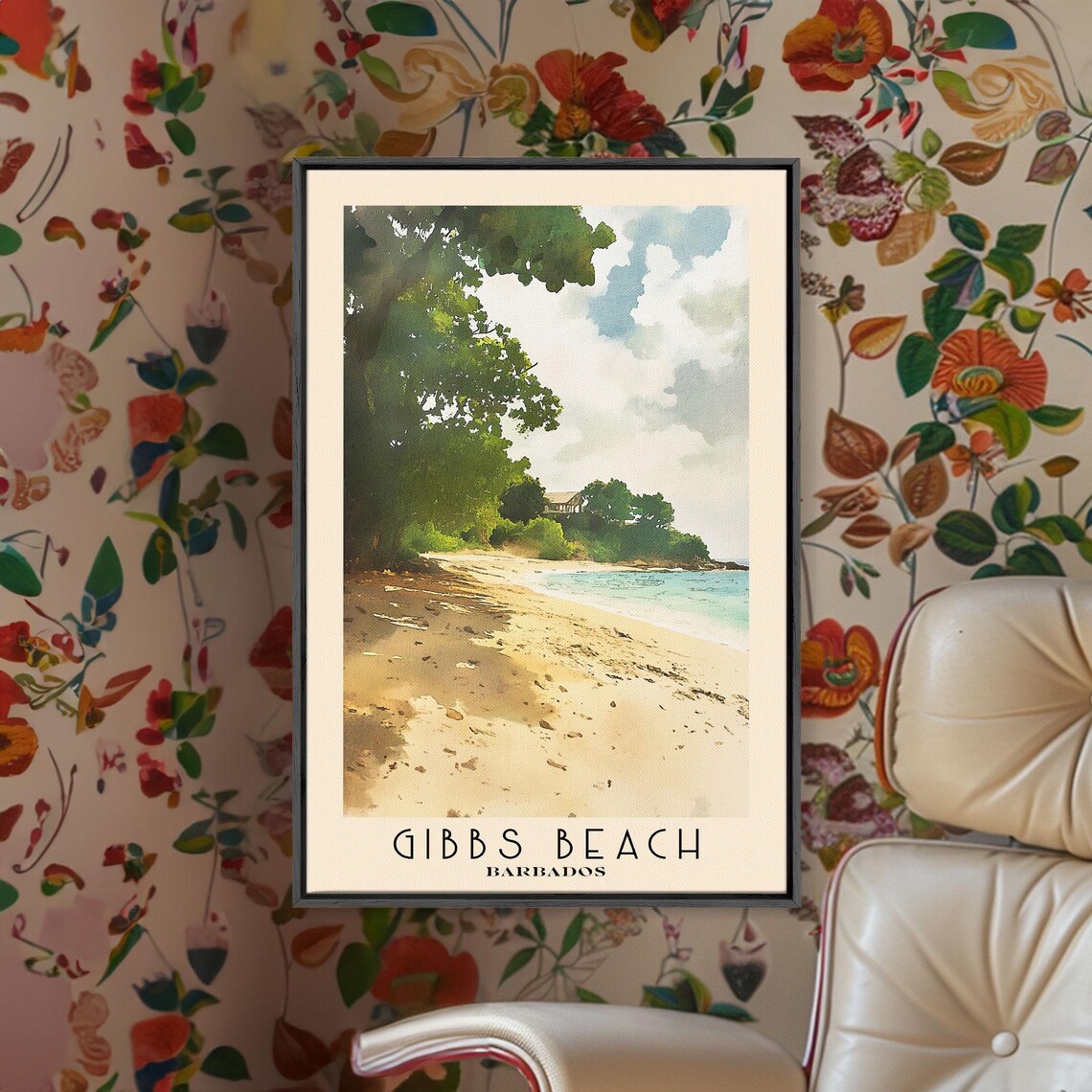 Gibbs Beach Barbados Sandy Shoreline Tall Green Trees Calm Caribbean Sea Poster - Image 2