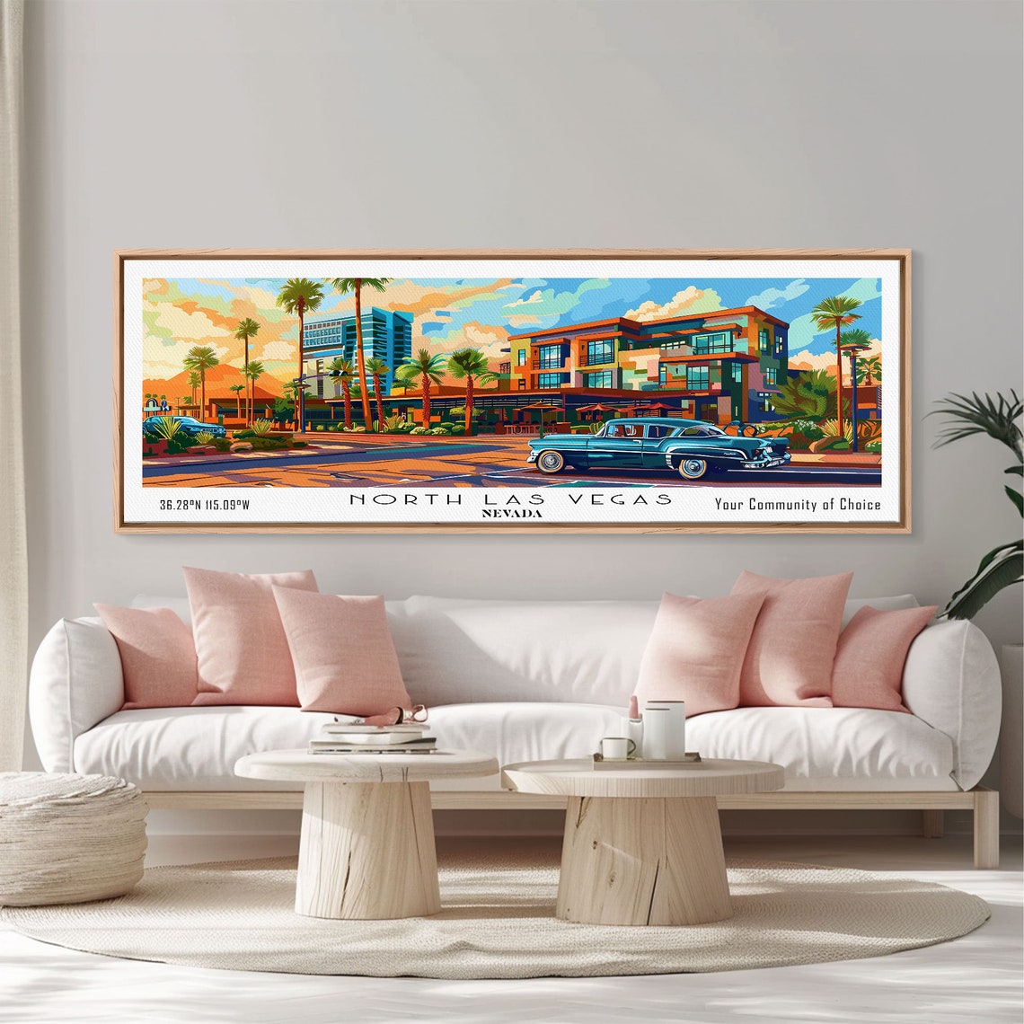 North Las Vegas Nevada Panoramic Mid Century Resort Classic Car Poster
