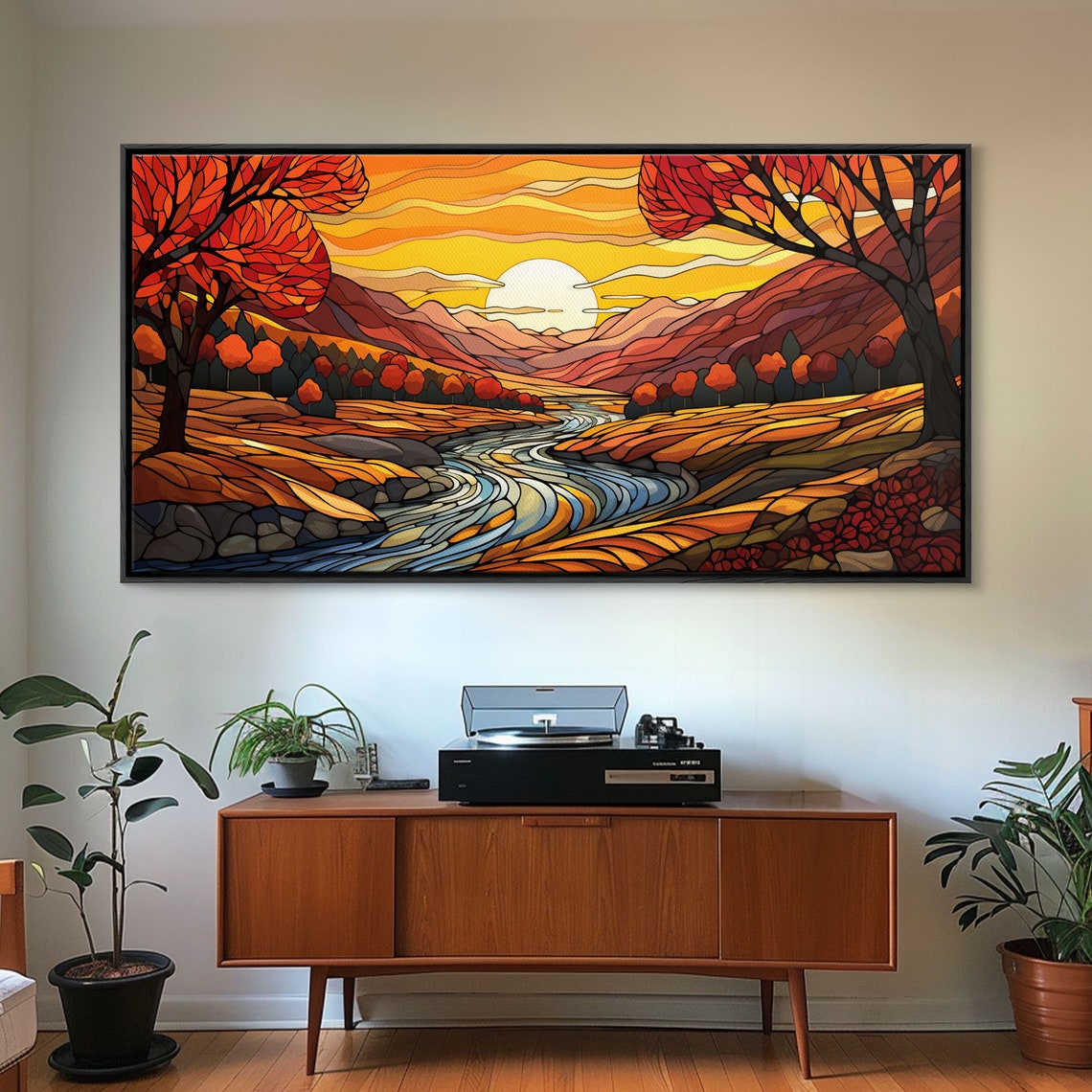 Fall Wall Art Abstract Wall Print Sunset Art River Art Print Wall Hanging Panoramic Art Nature Lover Gift Above Bed Decor - Image 4