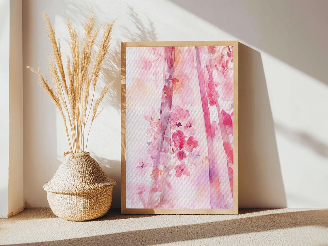 Pink Petals Abstract Floral Watercolor Soft Blush Dreamy Art Poster - Image 3