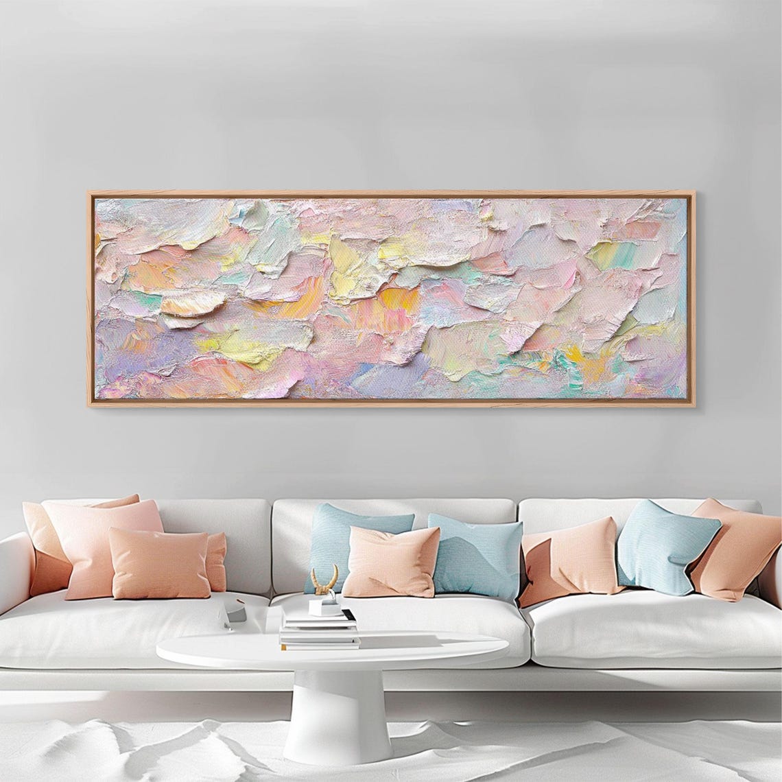 Pastel Impasto Texture Pink Lavender Abstract Cloudscape Art Print - Image 5
