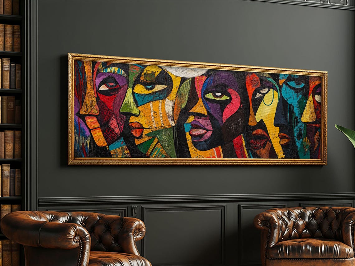 Afrocentric Abstract Faces Bold Cubist Colorful Portrait Decor Poster - Image 3
