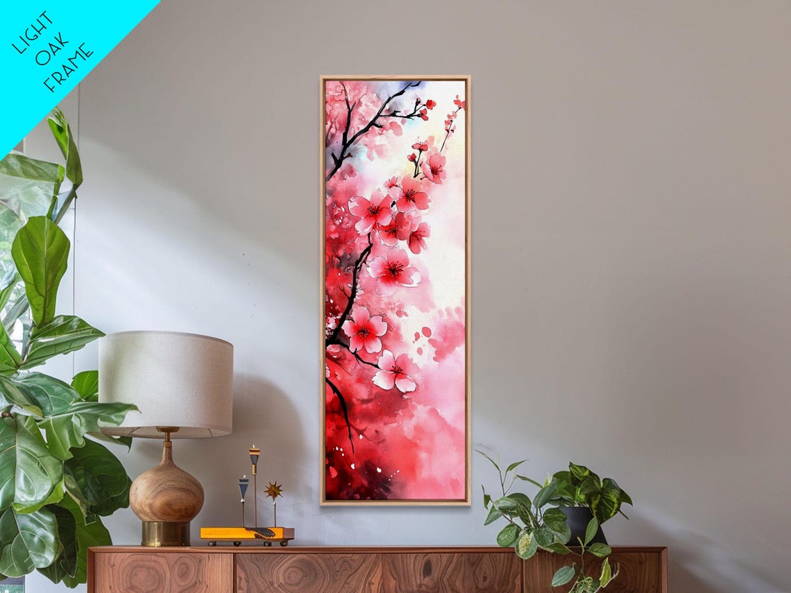 Pink Cherry Blossom Branch Watercolor Floral Art Spring Poster - Image 3