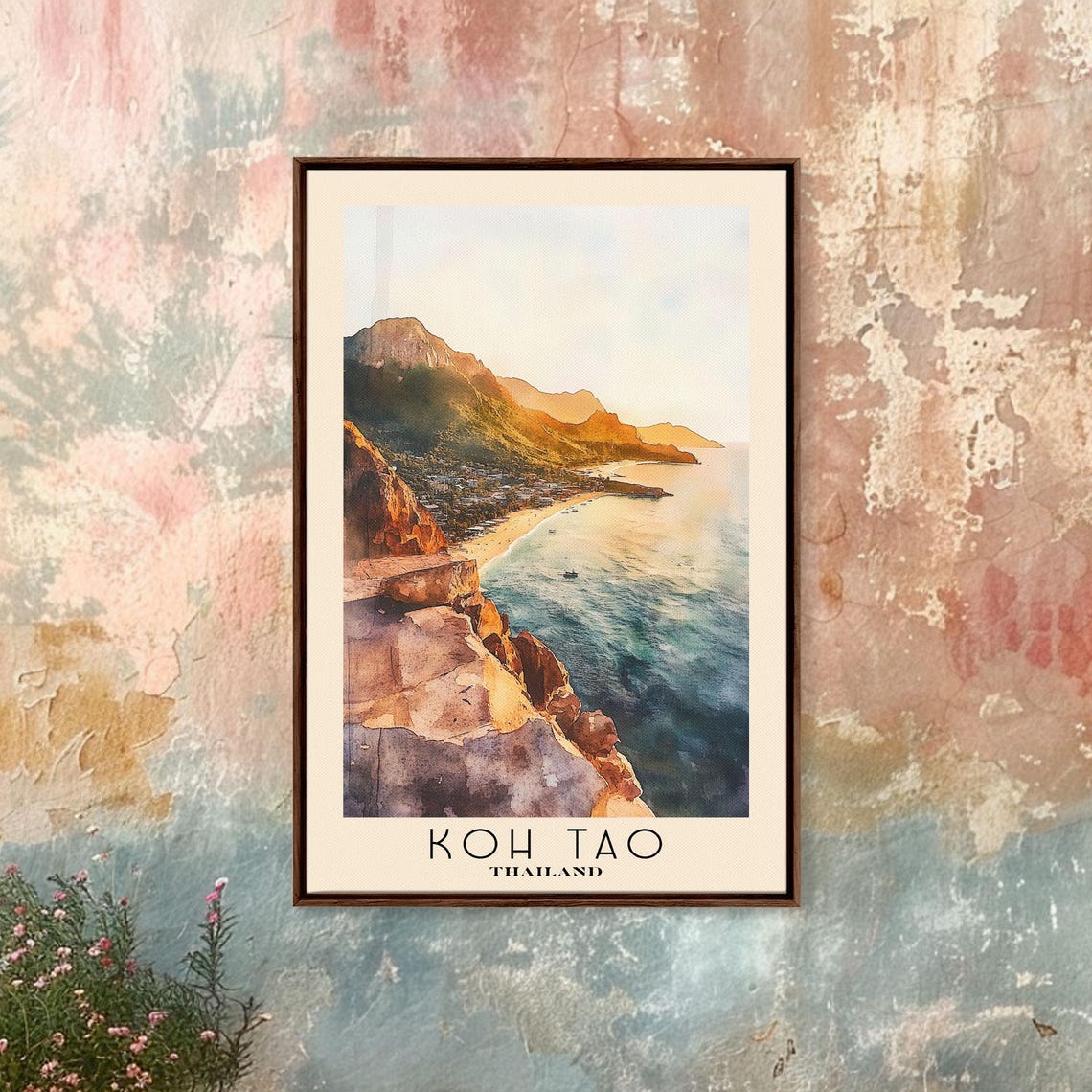 Koh Tao Thailand Sunset Cliff Coast Golden Light Beach Art Poster - Image 4