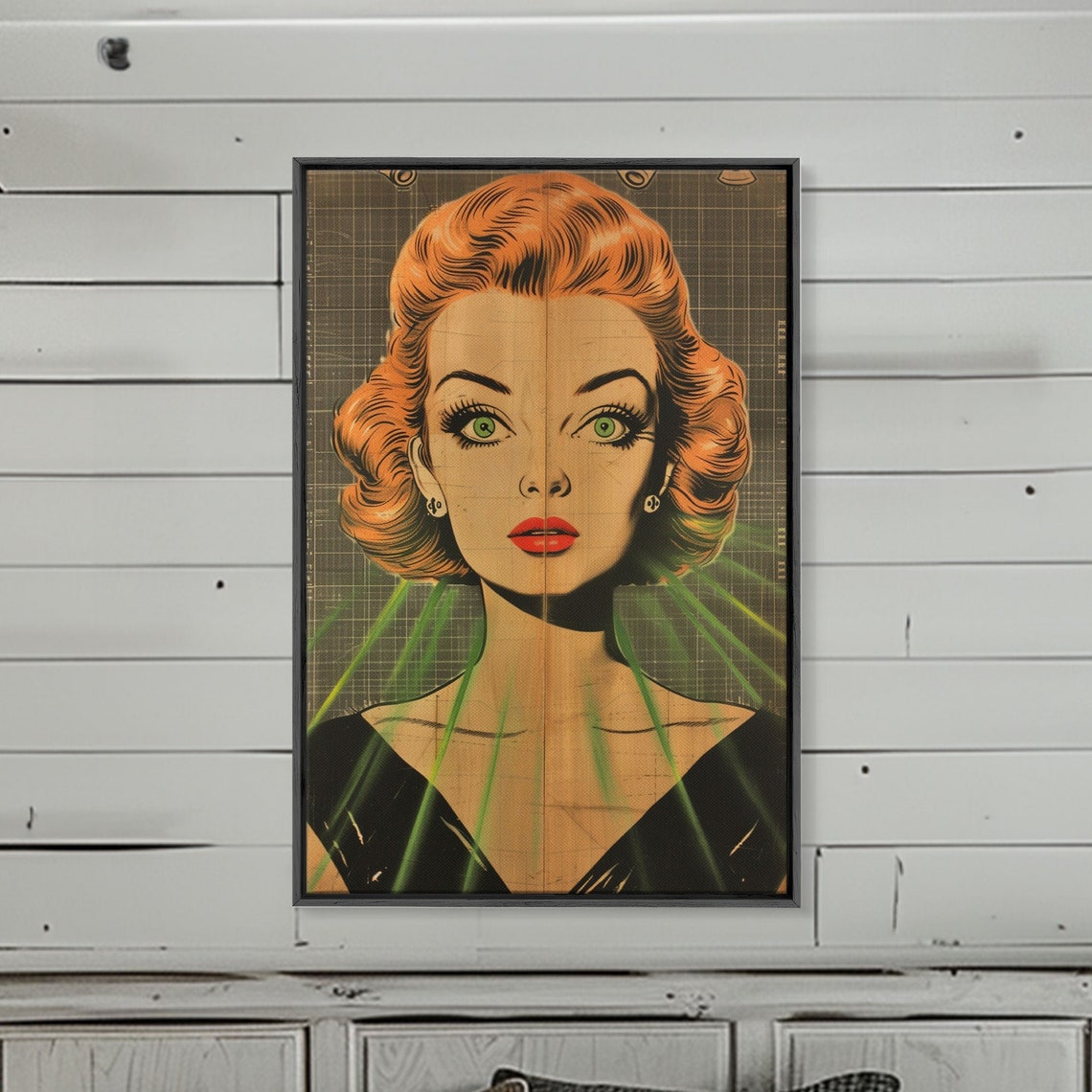 Retro Pop Art Woman Portrait Red Hair Comic Style Vintage Wall Art - Image 2
