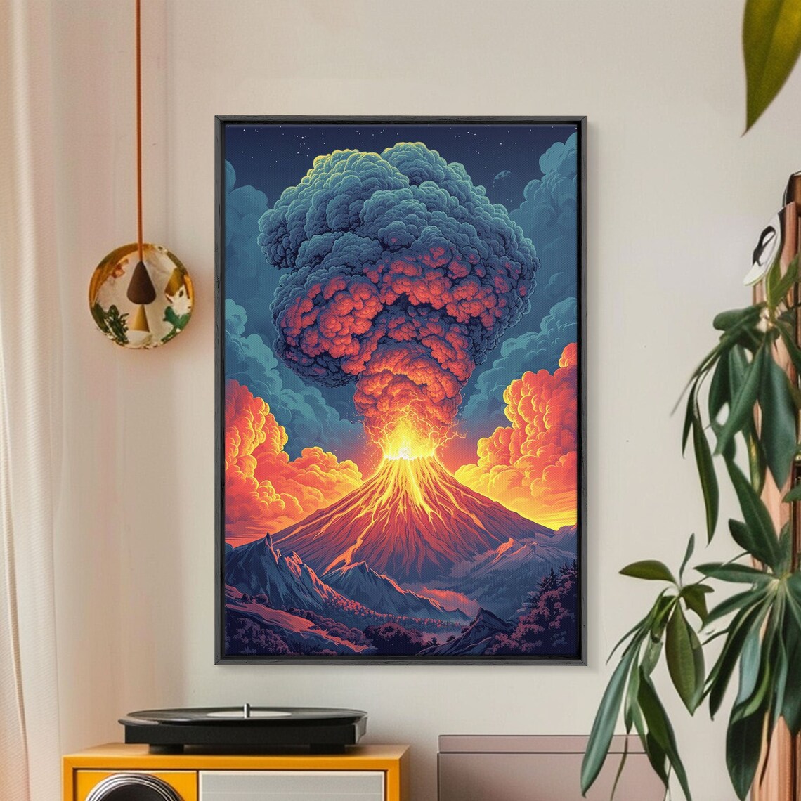 Colorful Volcanic Eruption Printed On Printed Wall Art With Volcano Landscape Vibrant Cloud Wall Art Modern Landscape Art - Image 4