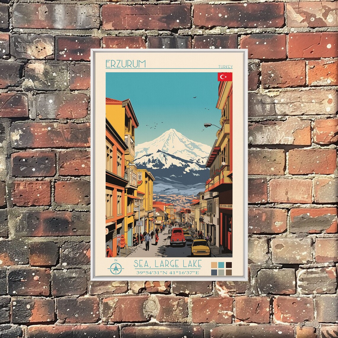 Erzurum Turkey Street To Snow Capped Mountain Peak View Poster - Image 4