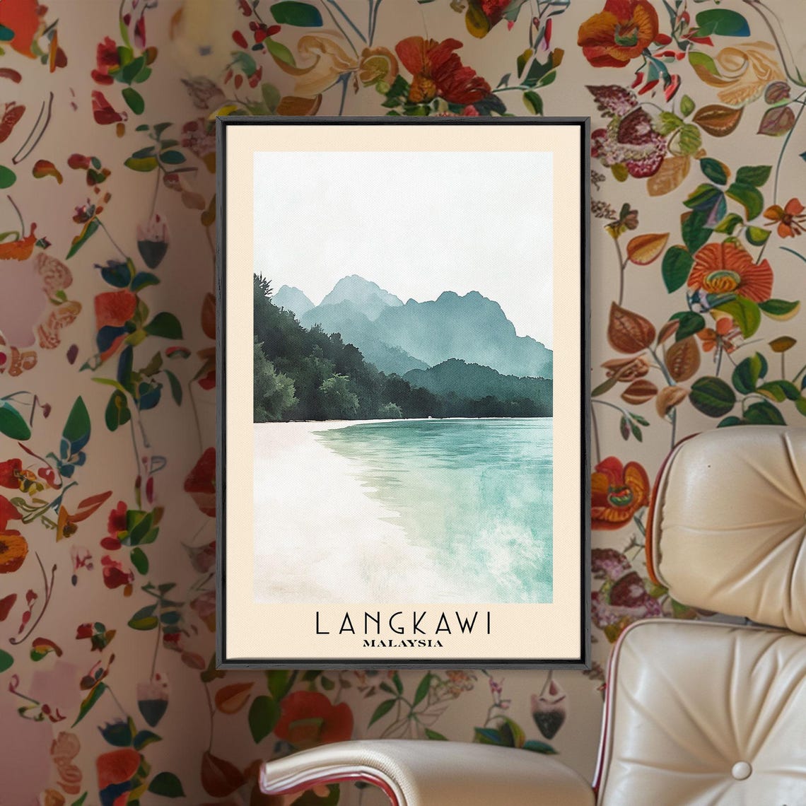 Langkawi Malaysia Misty Karst Peaks White Sand Turquoise Shore Poster - Image 2