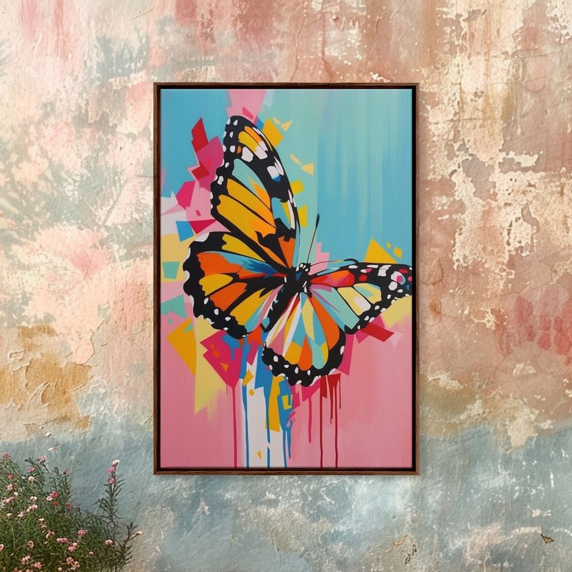 Monarch Butterfly Pop Art In Bright Pink Blue And Orange Colors Poster - Image 4