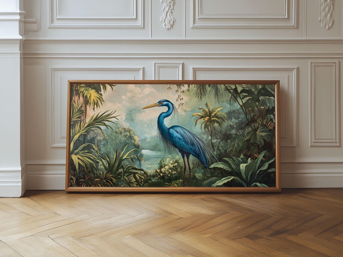 Blue Heron Vintage Florida Decor Wall Art Print