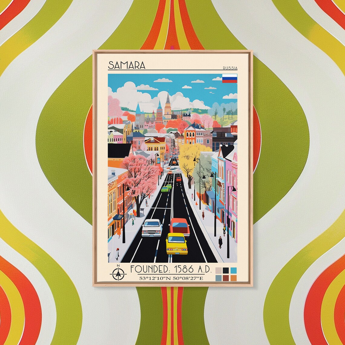 Samara Russia Old Town Colorful Street View Skyline Travel Poster - Image 3