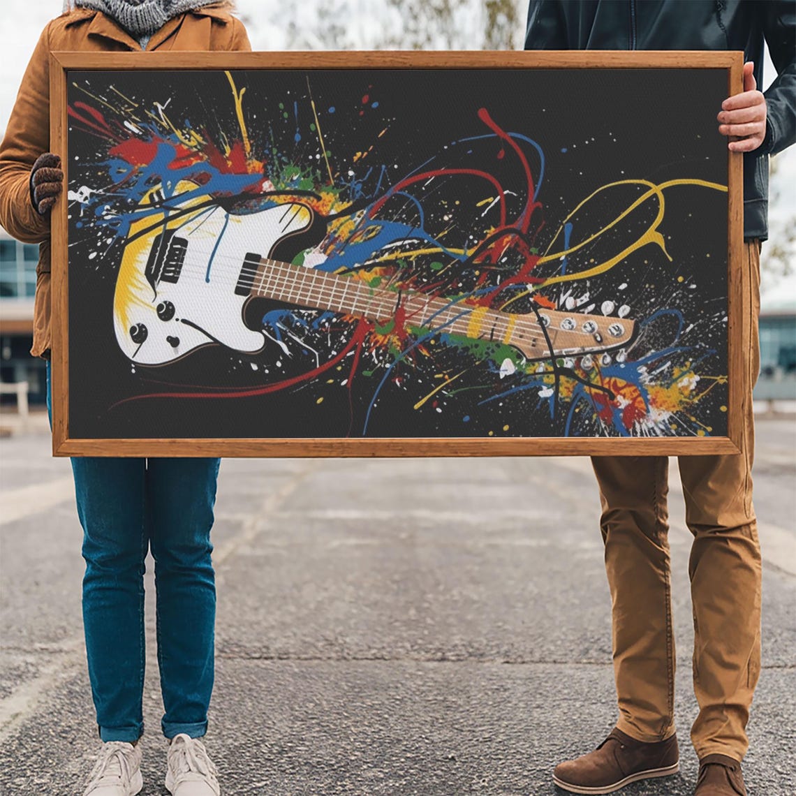 Colorful Electric Guitar Paint Splatter Rock Music Graffiti Wall Art - Image 3