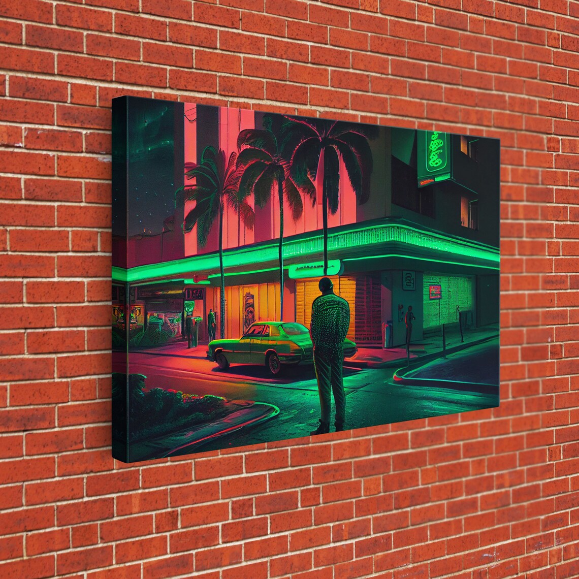 Miami Vice Retro Neon Lights Classic Car Art Print - Image 3