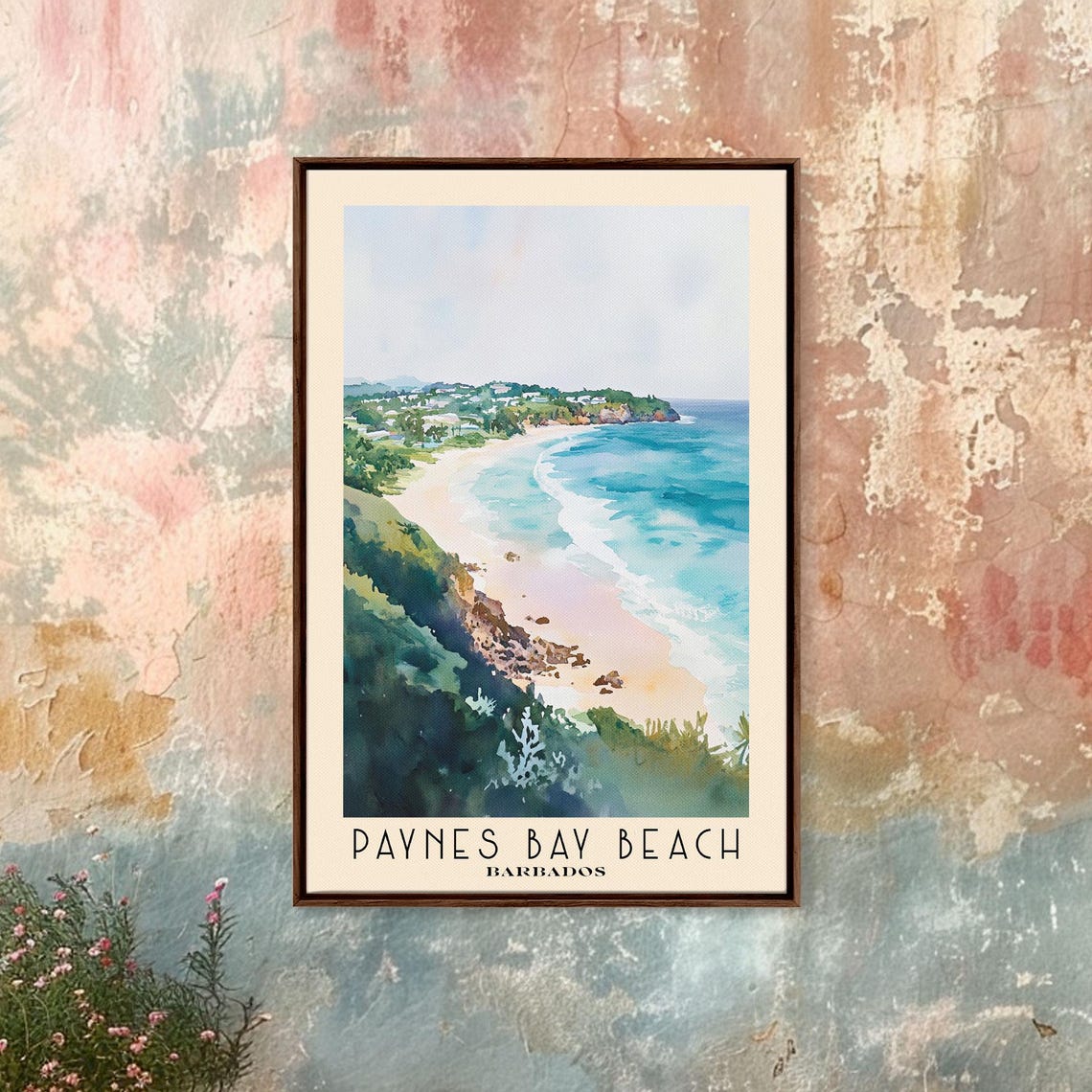 Paynes Bay Beach Barbados Cliff View Turquoise Surf Bay Curve Poster