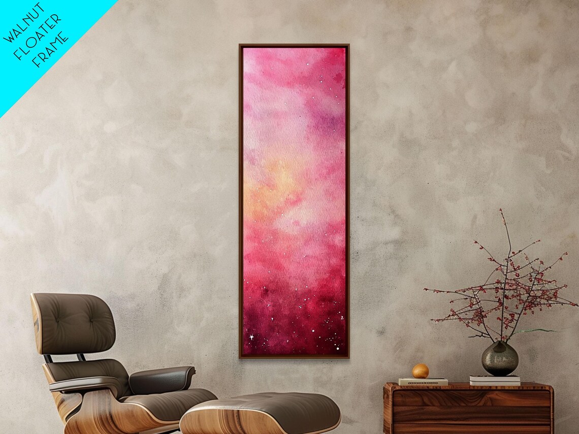Light Pink Abstract Starry Night Framed Print Whimsical Bedroom Art Moody Wall Art Vertical Living Room Decor Gift Idea - Image 5