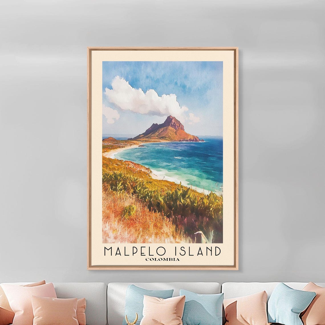 Malpelo Island Colombia Rocky Peak Deep Blue Sea Golden Hills Poster - Image 3