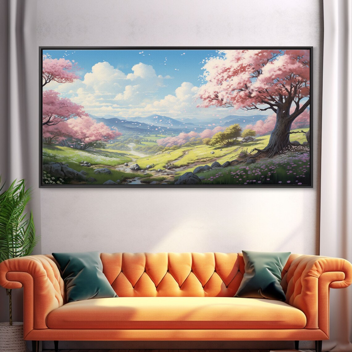 Cherry Blossom Mountains, Spring Panoramic Art Print - Image 4