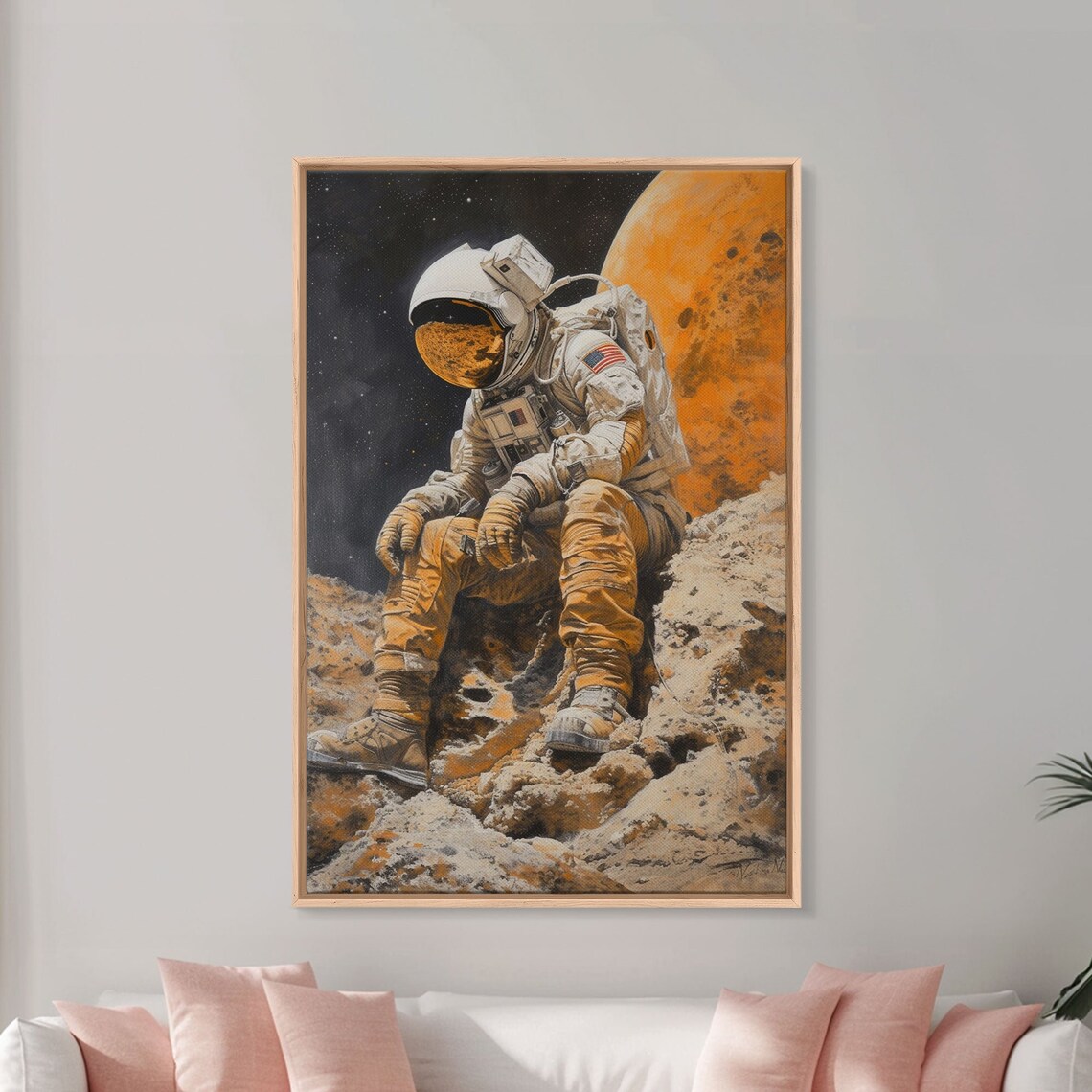 Astronaut Resting Rocky Planet Surface Space Explorer Art Print - Image 2