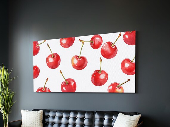 Preppy Cherry Wall Art Framed Print Kitchen Wall Art Dining Room Wall Art Loft Decor Cute Wall Art Cutesy Home Decor