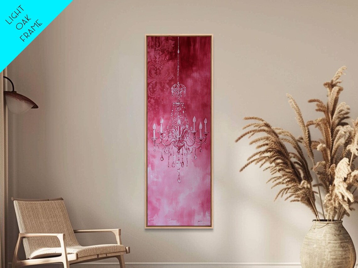 Pink Crystal Chandelier Damask Romantic Watercolor Light Poster - Image 6