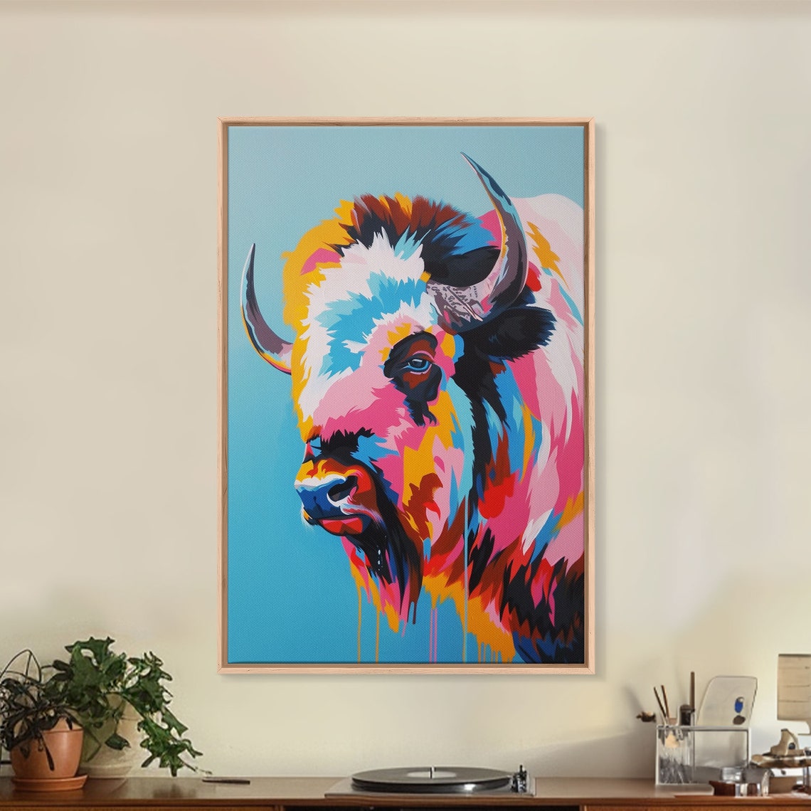 Vibrant Bison Portrait In Colorful Pop Art Style Wall Poster - Image 5