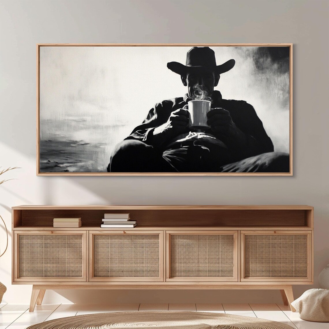 Cowboy Drinking Coffee, Rustic Autumn Poster Print - Image 5