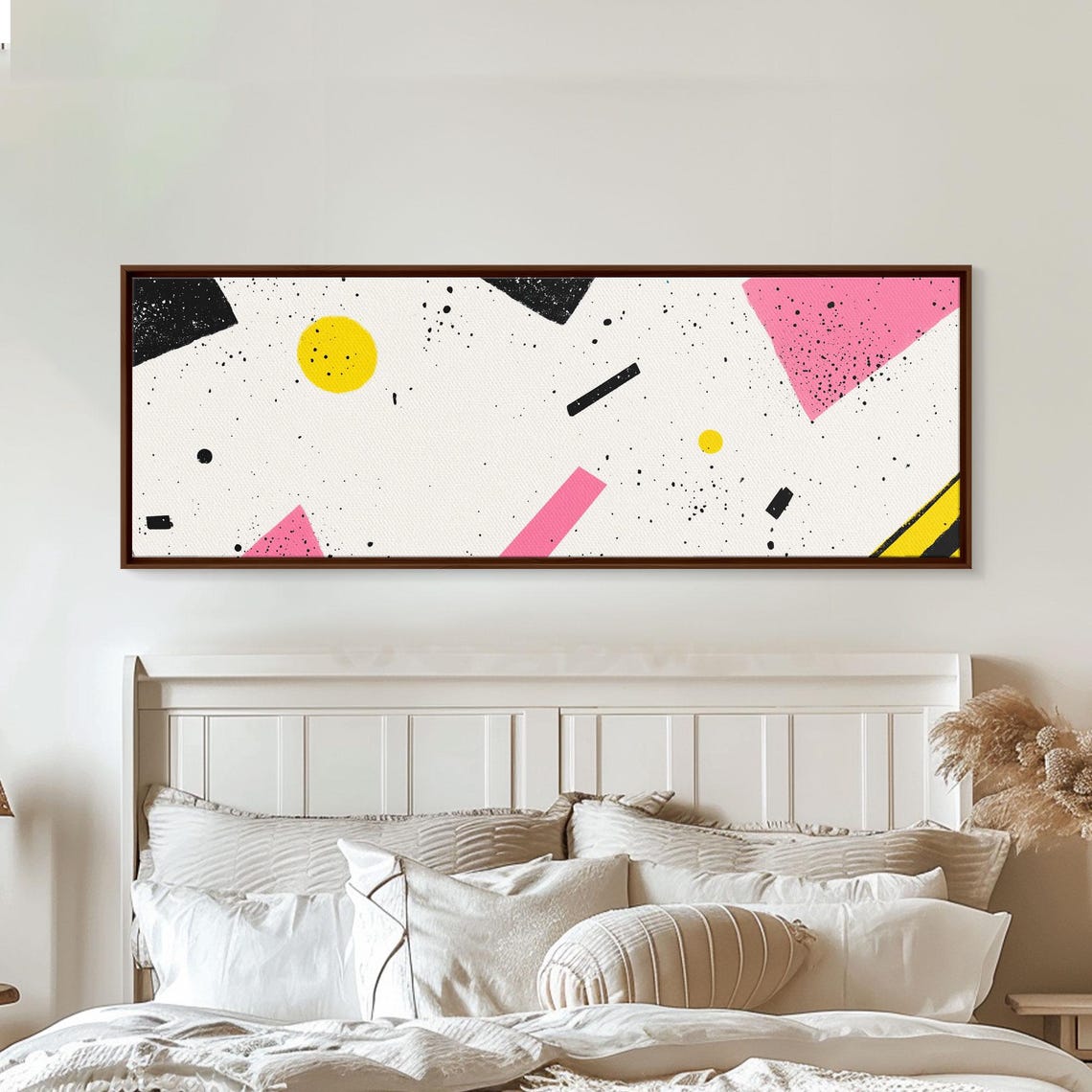 Memphis 90s Geometric Abstract Shapes Pink Black Modern Art Print - Image 3