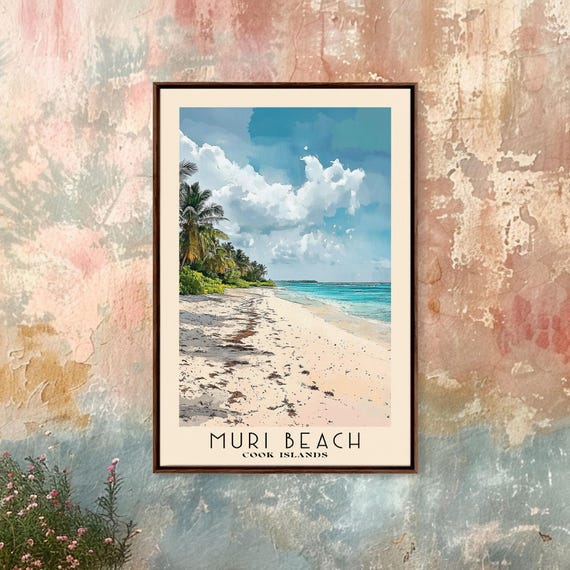 Muri Beach Cook Islands Watercolor Print Vacation Gift Cook Islands Wall Art Beach Painting Beach Decor Beach Or Lakehouse Art