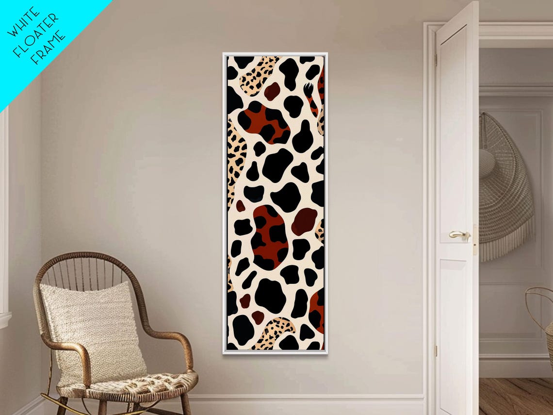 Retro 70s Cheetah Leopard Animal Spots Pattern Tall Wall Print - Image 3