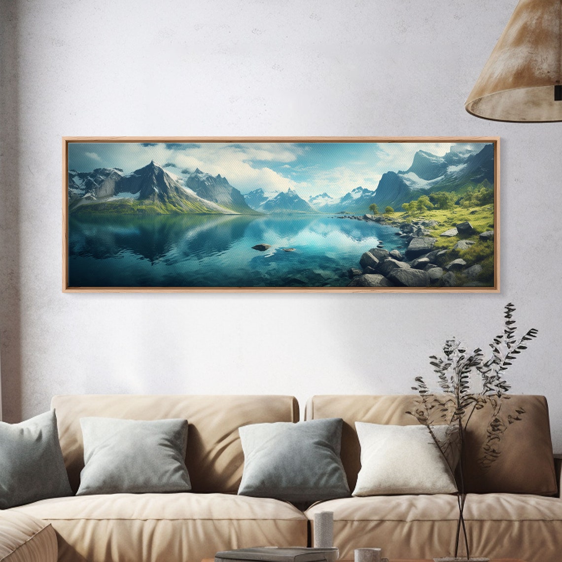 Norway Fjords Panoramic Turquoise Lake Snowy Peaks Photography Poster - Image 4