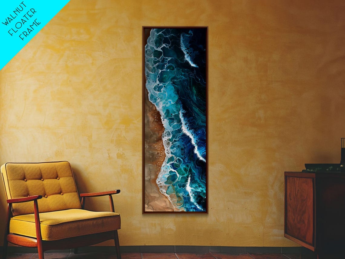 Aerial Ocean Waves Turquoise Beach Coastline Top View Art Print - Image 5