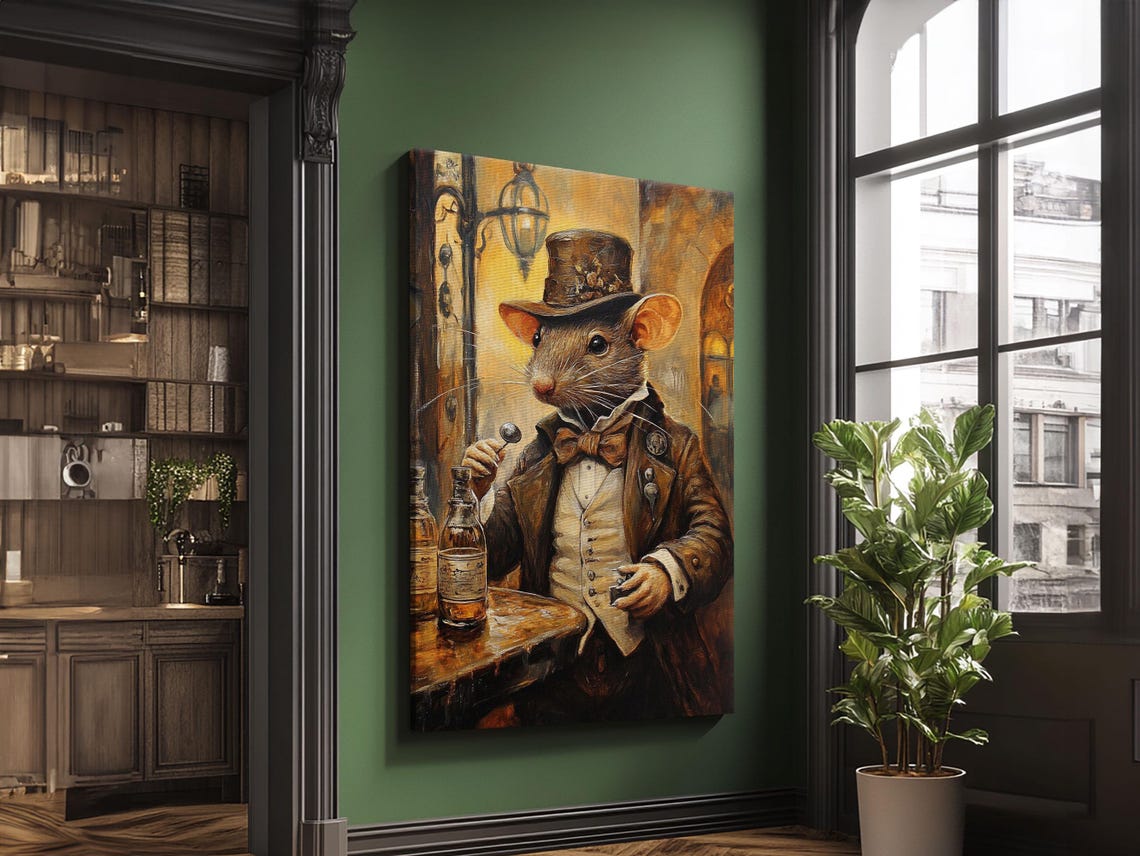 Dapper Gentleman Rat Victorian Suit Painting Funny Animal Poster - Image 4