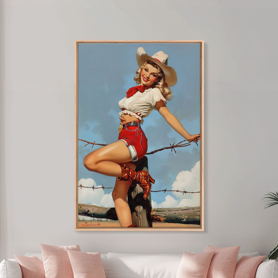 Vintage Cowgirl Pin Up Art Print, Retro Western Classic - Image 5