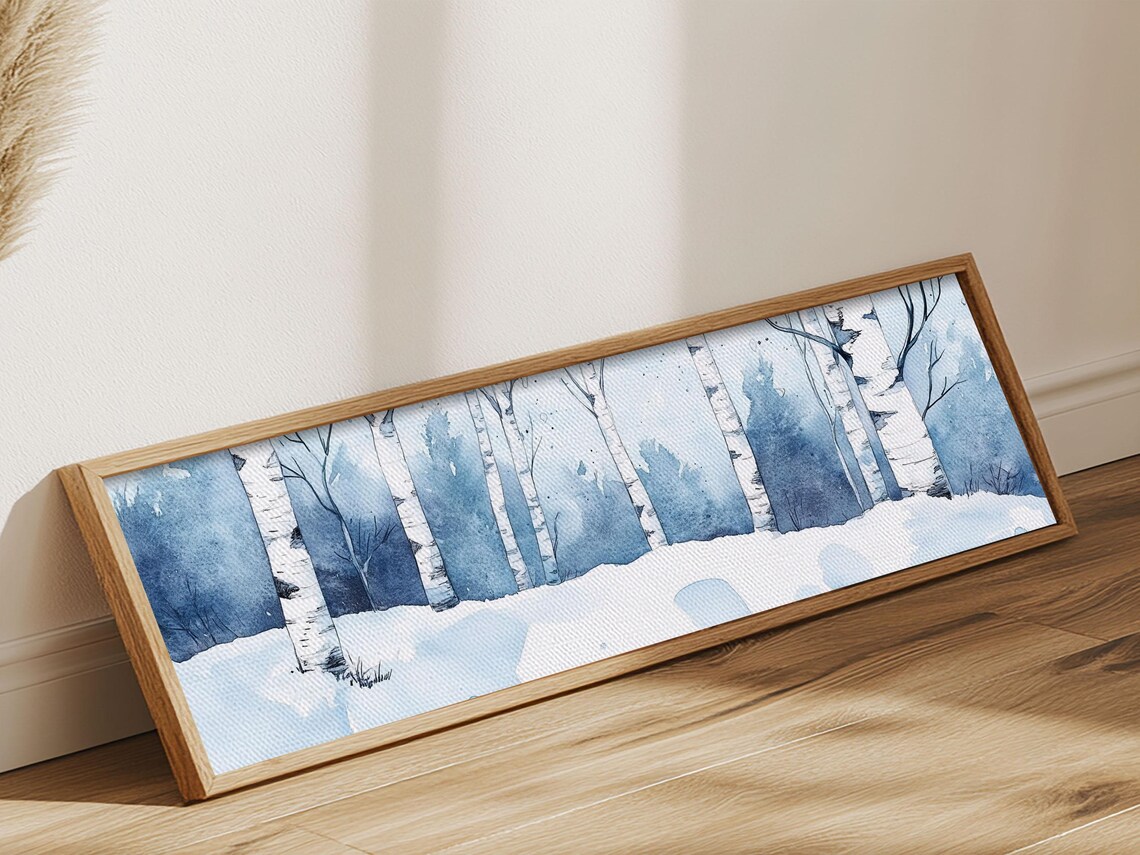 Winter Birch Tree Forest Watercolor Wall Art Print - Image 6