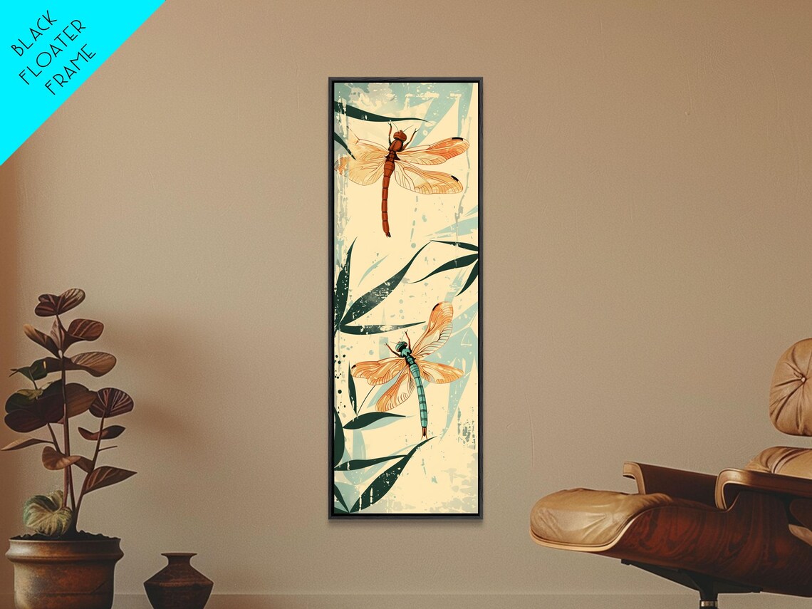Two Dragonflies Among Bamboo Leaves Vintage Japanese Ukiyo E Art Poster - Image 6